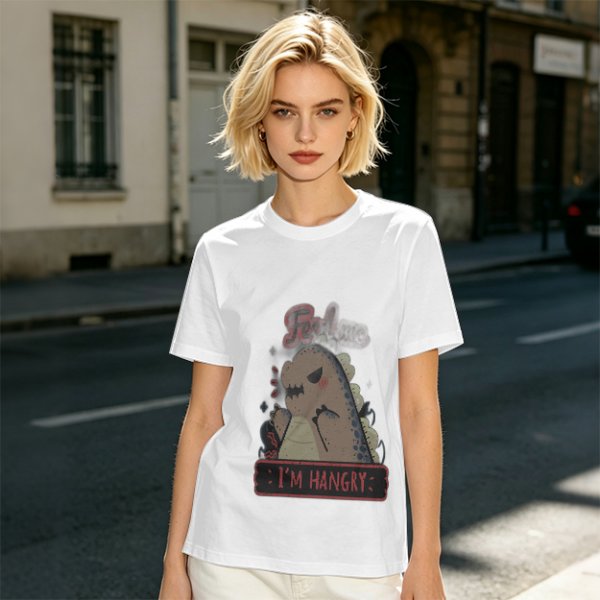Olive T-Shirt With Hungry Dinosaur 'I'm Hangry' Print