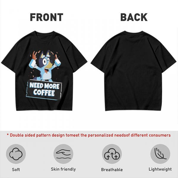 Bluey Character 'Need More Coffee' Graphic T-Shirt