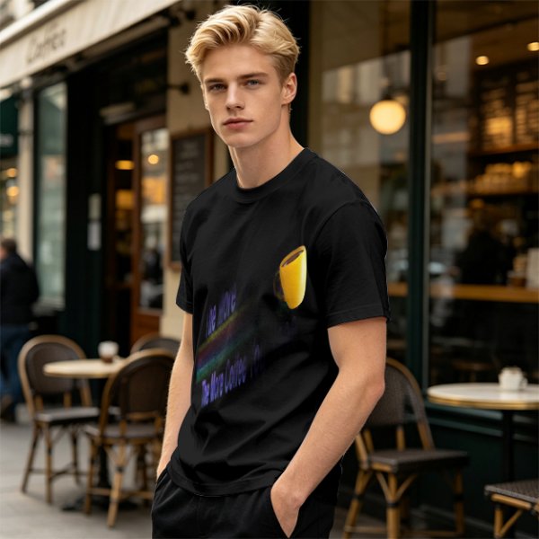 Olive Graphic T-Shirt With Coffee Mug And Rainbow Design
