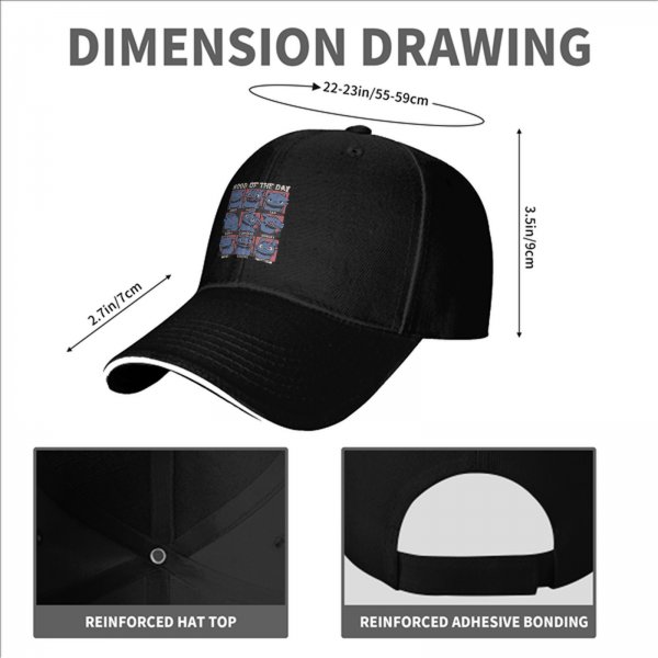 Black baseball cap with 'Mood of the Day' dragon emotion grid print