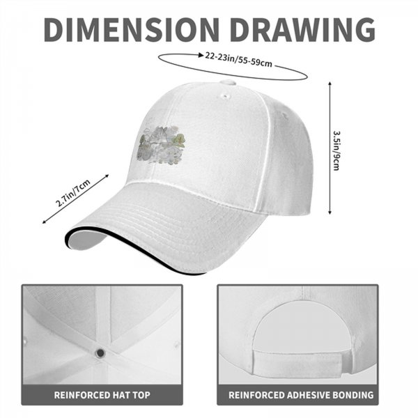 Black Baseball Cap With Subtle Nature Inspired Graphic Print