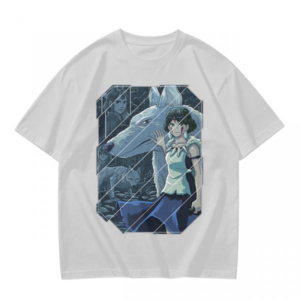 Olive T-Shirt Featuring Princess Mononoke Wolf Artwork