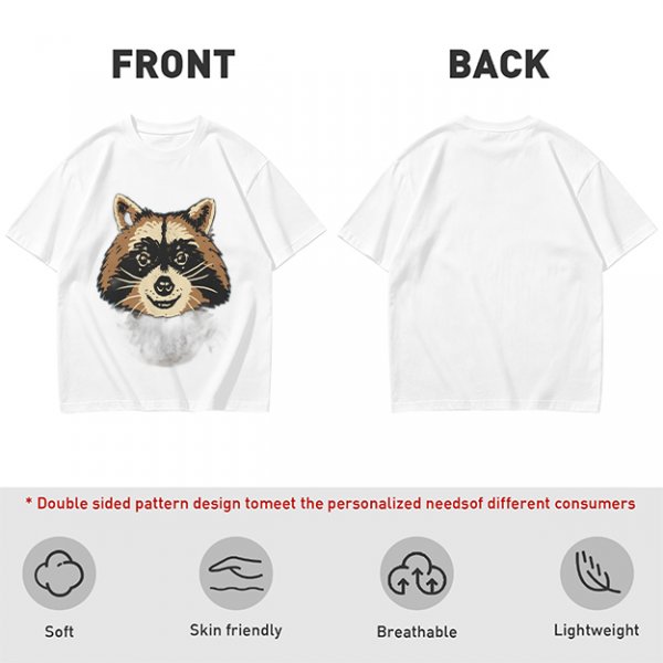 Olive Green T-Shirt With Smiling Raccoon Graphic Print