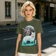 Olive T-Shirt With Wolf Warrior And Moon Forest Art Print