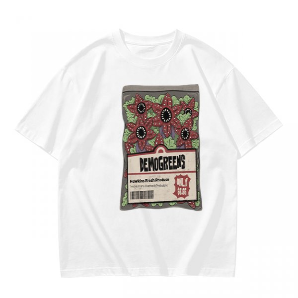 Olive Green T-Shirt With Demogorgon Vegetable Packet Print