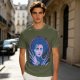 Olive T-Shirt With Neon Edward Scissorhands Portrait Print