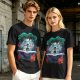 Olive T-shirt with fantasy forest glider rider graphic print