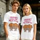 Olive t-shirt with cute muffin graphic and playful text design