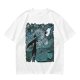 Olive T-shirt with Starry Night Style Fantasy Warrior Print