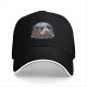Black baseball cap with cryptid alien campfire graphic design