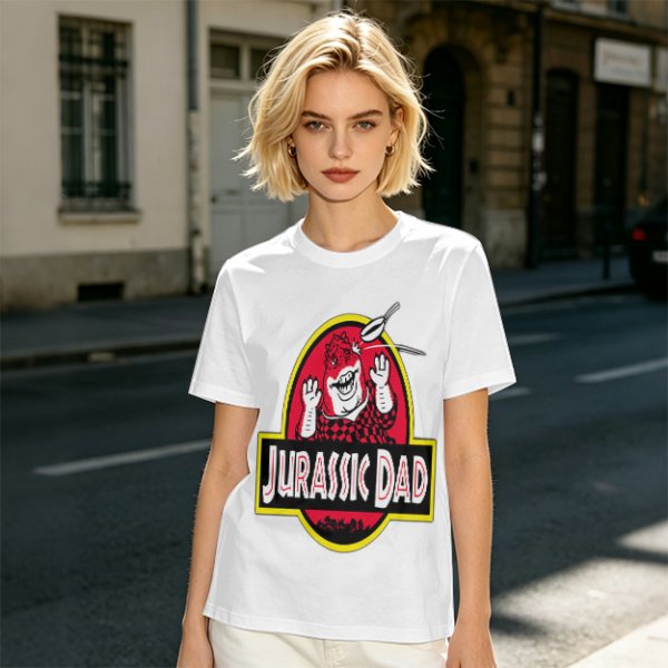 Olive T-Shirt with Jurassic Dad Dinosaur Graphic Print