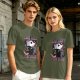 Olive t-shirt with live fast play dead opossum biker graphic