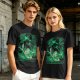 Olive Green Anime T-Shirt With Swordsman Character Artwork