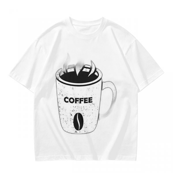 Olive Green T-Shirt With Coffee Mug Graphic Print
