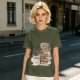 Owl on coffee books and caffeine mug graphic t-shirt