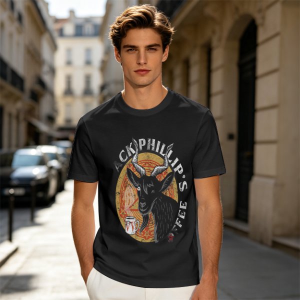 Black Phillip's Coffee Goat Graphic T-Shirt Design