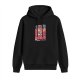 Black hoodie with chibi anime warrior graphic print