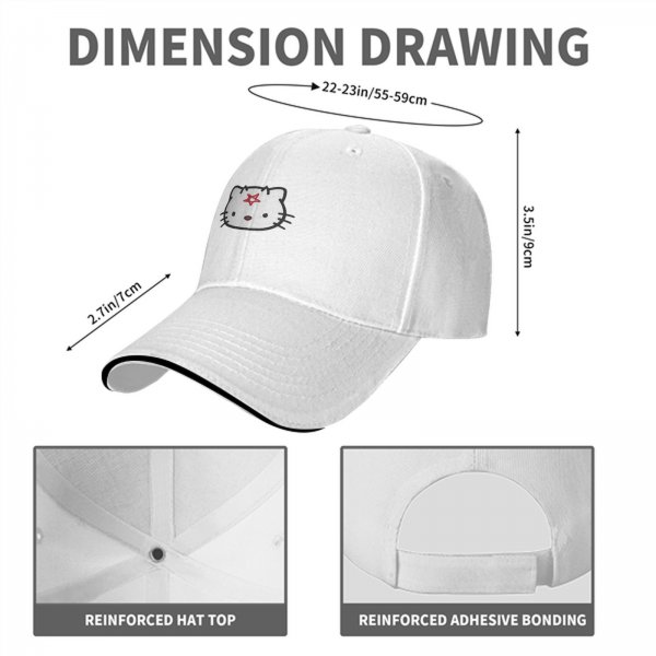 Black Baseball Cap With Pentagram Cat Graphic Design