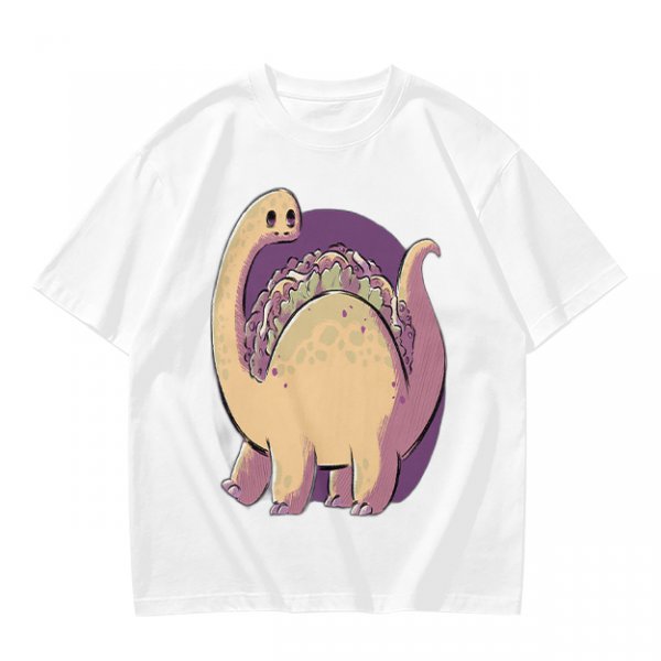 Olive T-Shirt with Cute Brontosaurus Taco Dinosaur Graphic