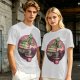 Olive T-shirt with Cartoon Cactus Free Hugs Desert Print