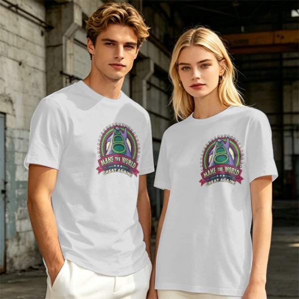 Olive T-Shirt With Make The World Great Again Space Graphic Print