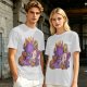 Olive T-Shirt with Cute Sleeping Purple Dragon and Treasure Artwork