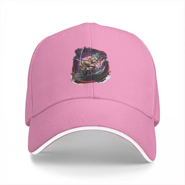 Black Baseball Cap With Anime Swordsman Character Print