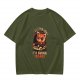 Olive T-Shirt With Red Panda Driving Car 'Destination? I'm Going Insane' Print