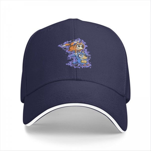 Black Baseball Cap With Cartoon Dog Characters Graphic