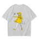 Olive Green T-Shirt With Whimsical Yellow Girl Graphic Print