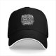 Black baseball cap with 'I'm manifesting snacks' text print