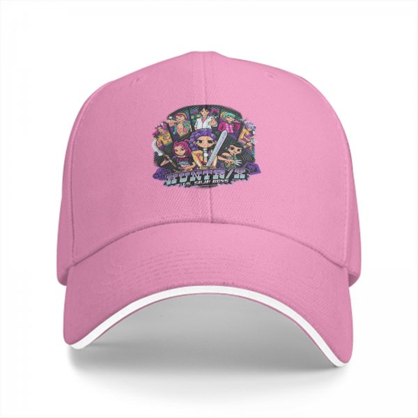 Black Baseball Cap with Anime Character Group Graphic Print