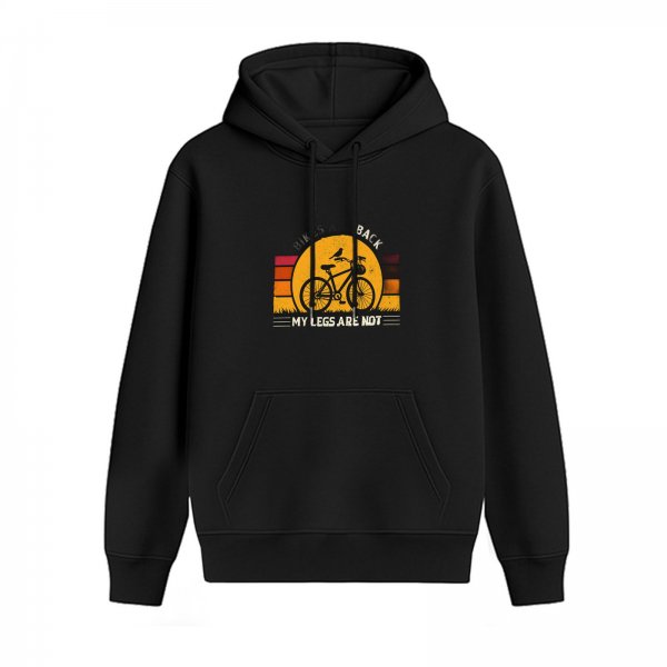 Black Hoodie With Bicycle Sunset Graphic And Funny Cycling Text