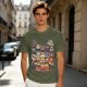 Olive T-shirt with cute chibi anime character group print