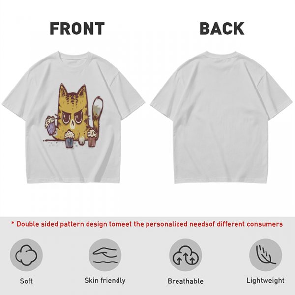 Olive T-Shirt With Angry Cat Holding Cupcakes Graphic Print
