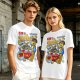 Olive t-shirt with Lego-style Brix cereal graphic print