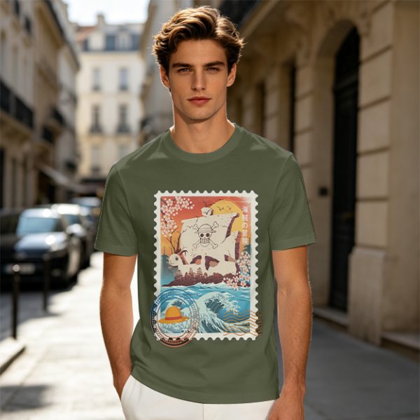 One Piece Going Merry Ship Stamp Graphic T-Shirt