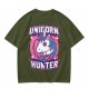 Unicorn Hunter Graphic Tee with Sword and Sparkle Design