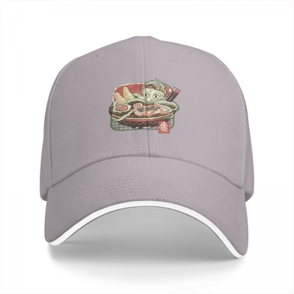 Black Baseball Cap With Octopus Ramen Art Print