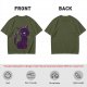 Olive T-Shirt with Sassy Black Cat and Crescent Moon Graphic