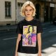 Oriental anime character graphic olive green casual t-shirt