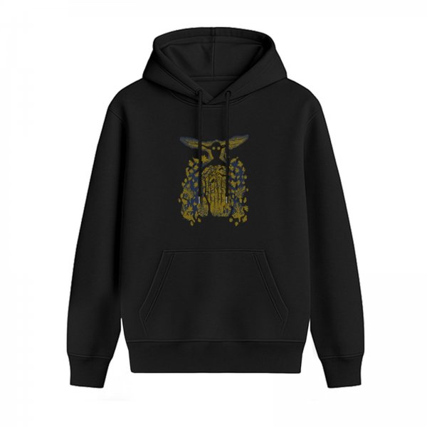 Black Hoodie With Mystical Winged Creature Nature Art Print