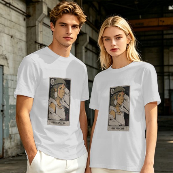 Olive Green T-Shirt With The Princess Tarot Card Style Anime Print