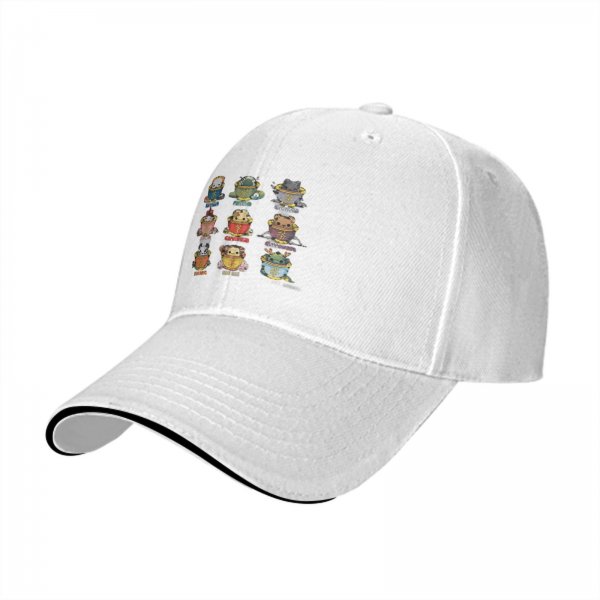 Black Baseball Cap With Cute Animal Teacup Character Print