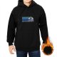 Black hoodie with retro R2-D2 space droid graphic