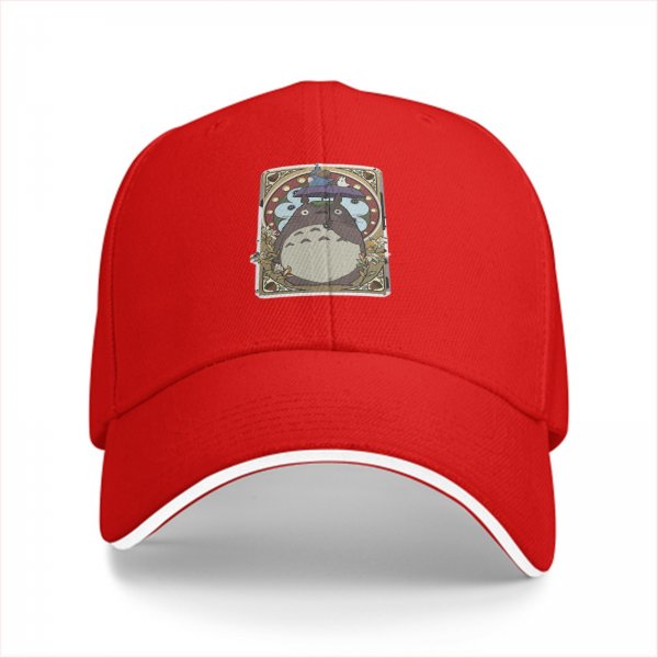 Black Baseball Cap With Totoro Art Nouveau Style Print