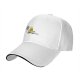 Black baseball cap with cartoon burning character and worried companion graphic