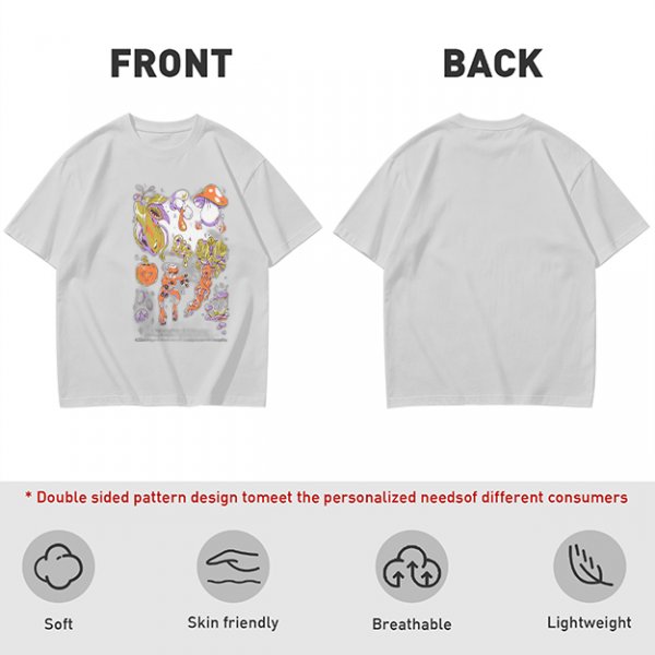 Olive Green T-Shirt With Surreal Mushroom And Vegetable Graphic Print