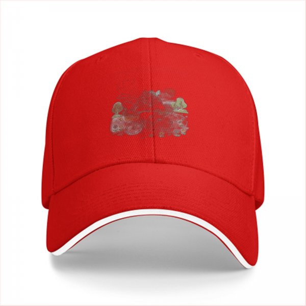 Black Baseball Cap With Subtle Nature Inspired Graphic Print