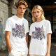 Olive T-Shirt with Anime Character Group Coffee Print